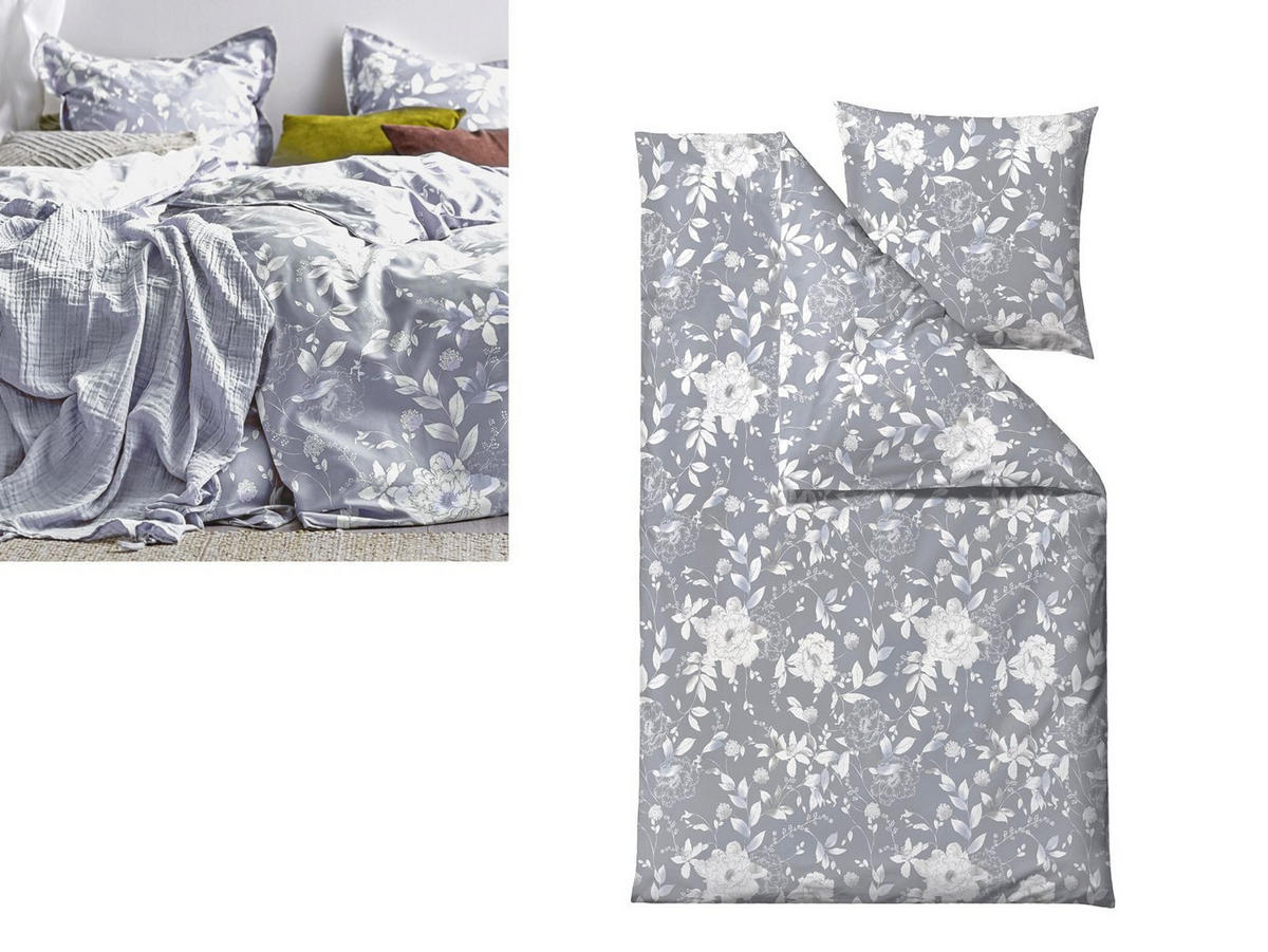 BETTWÄSCHE Garden Bloom grau 135/200 cm Baumwolle - Grau, Textil (135/200cm) - Södahl