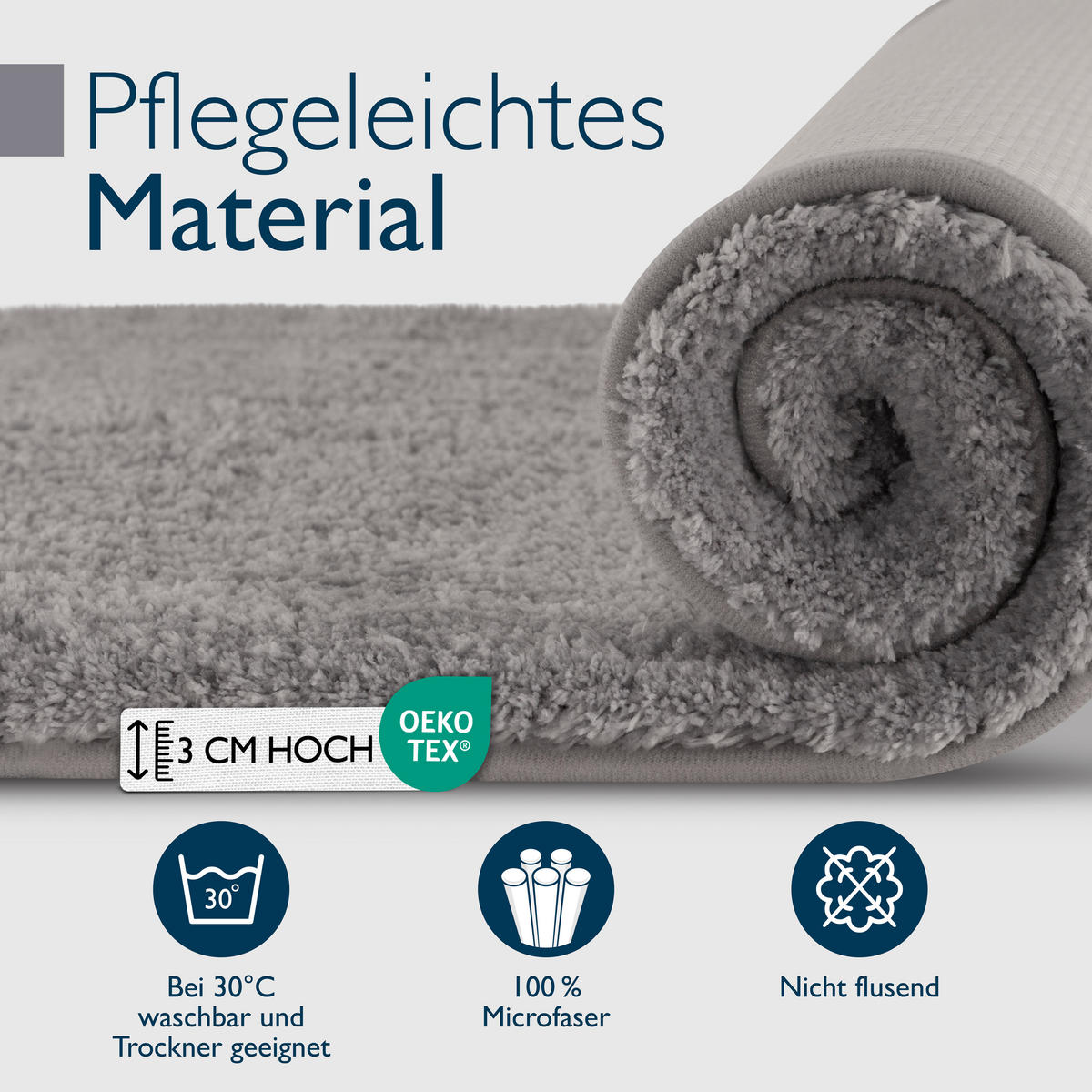 VORLEGER MATTE BeauMare FL 50/80cm Hellgrau - Hellgrau, Textil (50/80cm) - Beautissu 