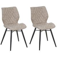 ESSZIMMERSTUHL 2er-Set Polsterbezug Beige Lisle - Beige, Textil/Metall (47/86/56cm) - Beliani