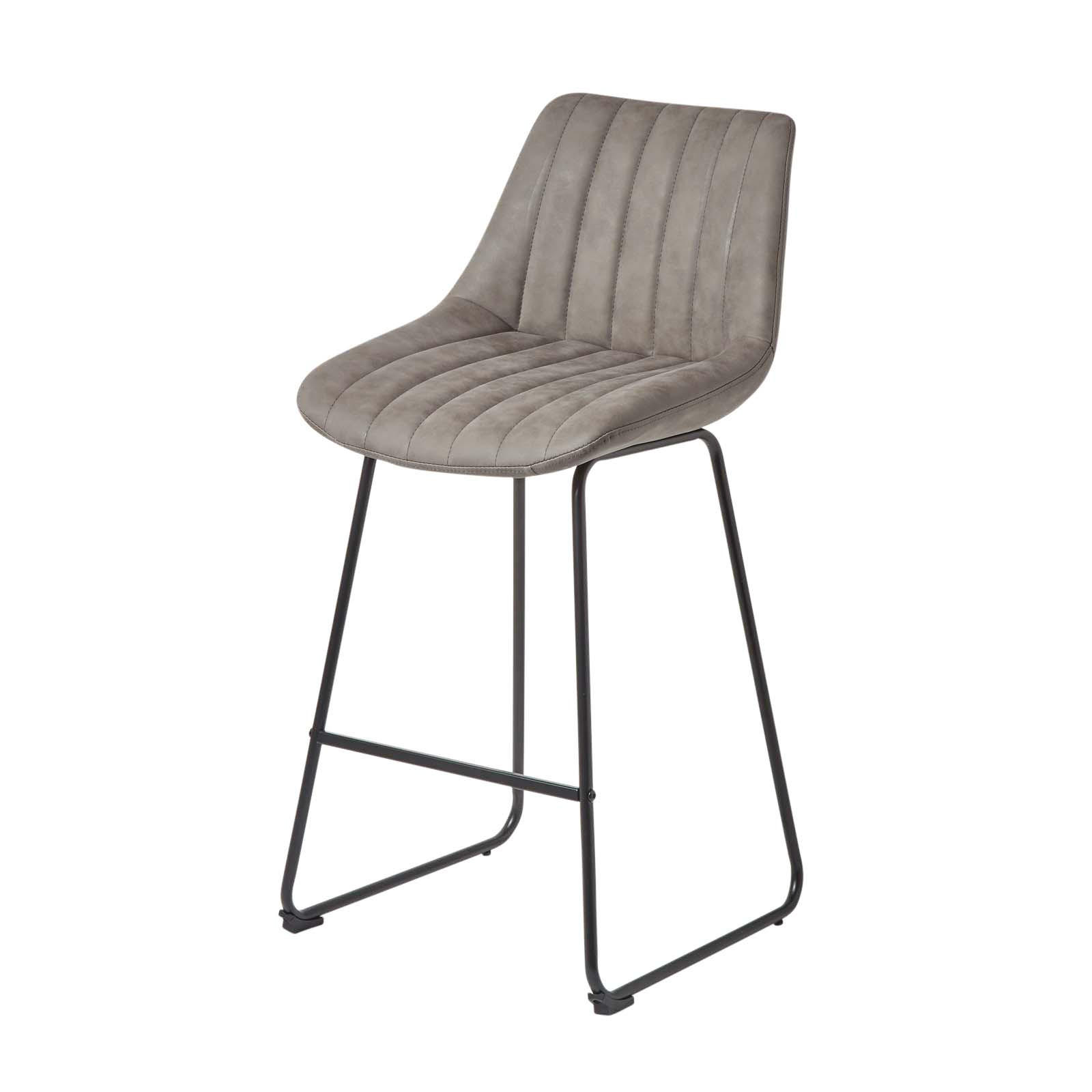 BARSTUHL Ascot, Kunstleder mit Rückenlehne - Grau, Textil (54/97/47cm) - Homescapes