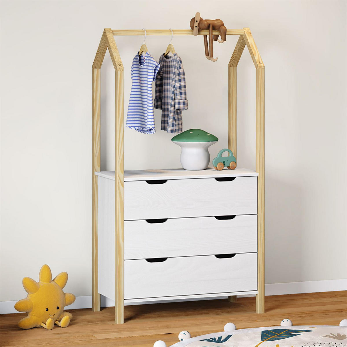 KOMMODE AMIRA - Naturfarben/Weiß, Holz (83/152/41cm) - IDIMEX