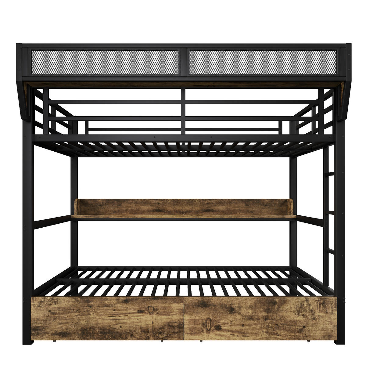 ETAGENBETT 140/200 cm Schwarz mit LED und Stauraum ohne Matratze - Schwarz, Metall (140/200cm) - MIVRAY