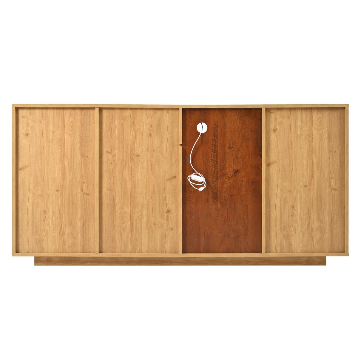 SIDEBOARD 160/40/77 cm, 2 Türen und 4 Schubladen, Holzoptik/Weiß mit einstellbarer 16-farbiger LED，Naturfarben - Naturfarben, Holzwerkstoff (160/77/40cm) - Redom