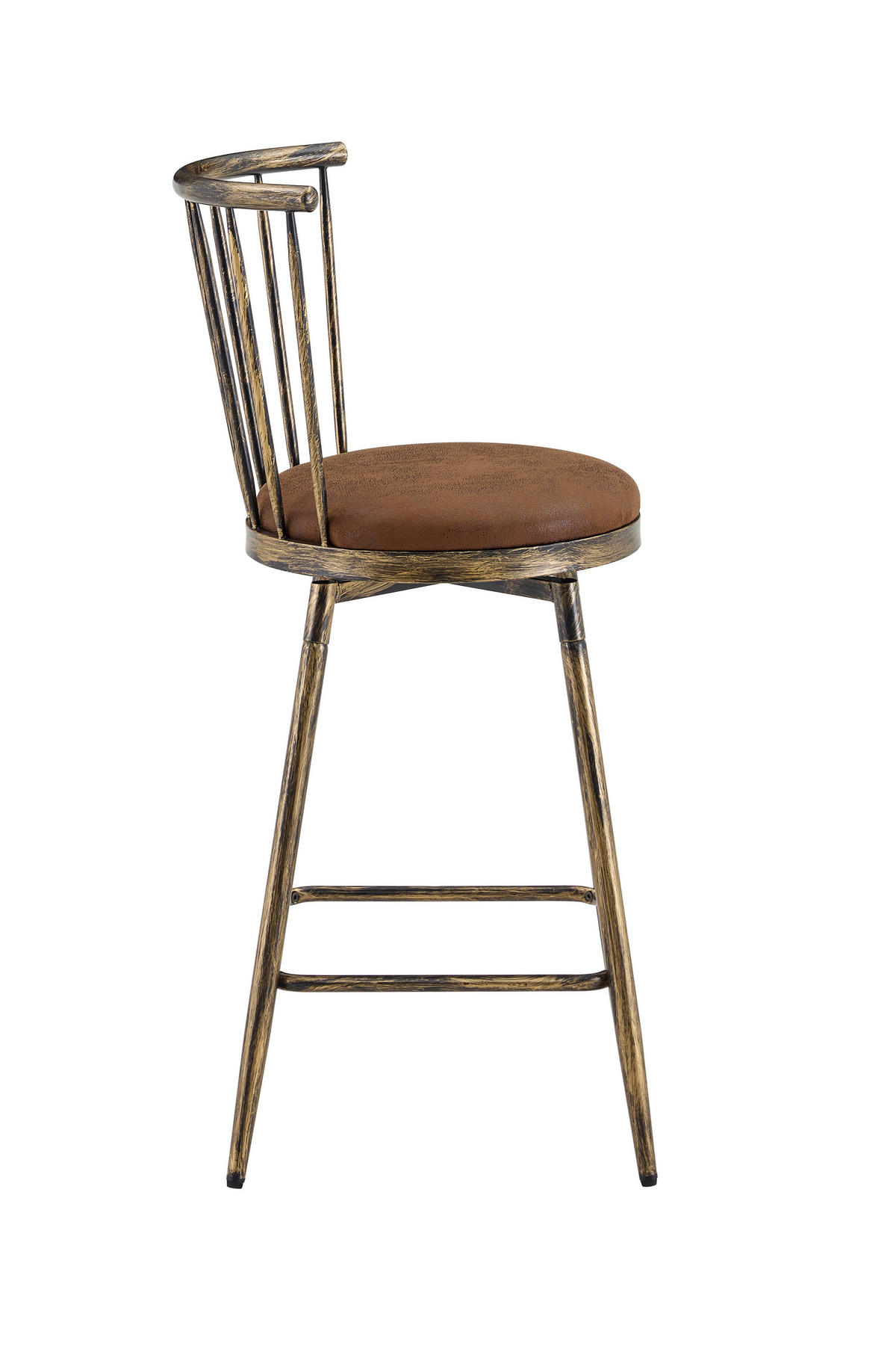 BARHOCKER 2er-Set Braun mit Rückenlehne und PU-Leder - Braun, Leder (39/96/39cm) - PANGIVO