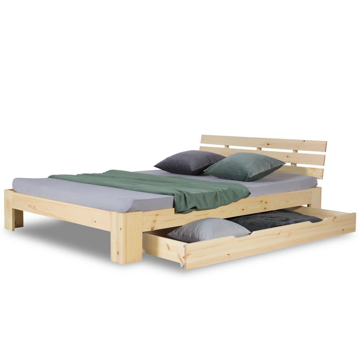 BETTSCHUBKASTEN Natur 173 x 63 - Braun, Holz - Homestyle4u