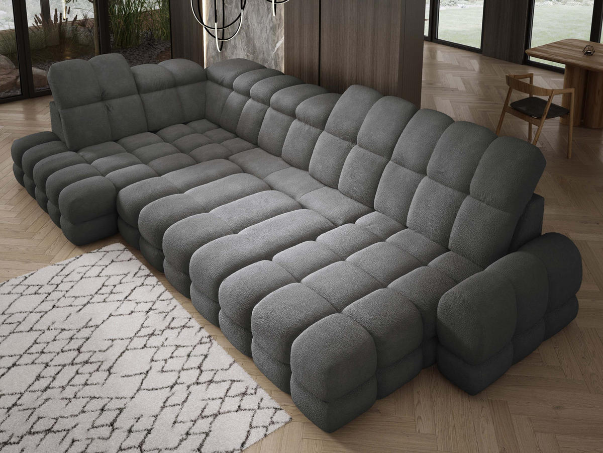 ECKSOFA TOLLO Anthology-stoff U-form 400x217x105 cm graphit - Edelstahlfarben, Holz/Textil (400/217cm) - DomoHome