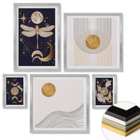 WANDBILDER 5er Set - 50x50 cm & 20x30 cm & 40x60 cm Silberner Rahmen - Naturmotive mit dem Mond - Silberfarben, Kunststoff (40/60cm) - ArtPrintCave