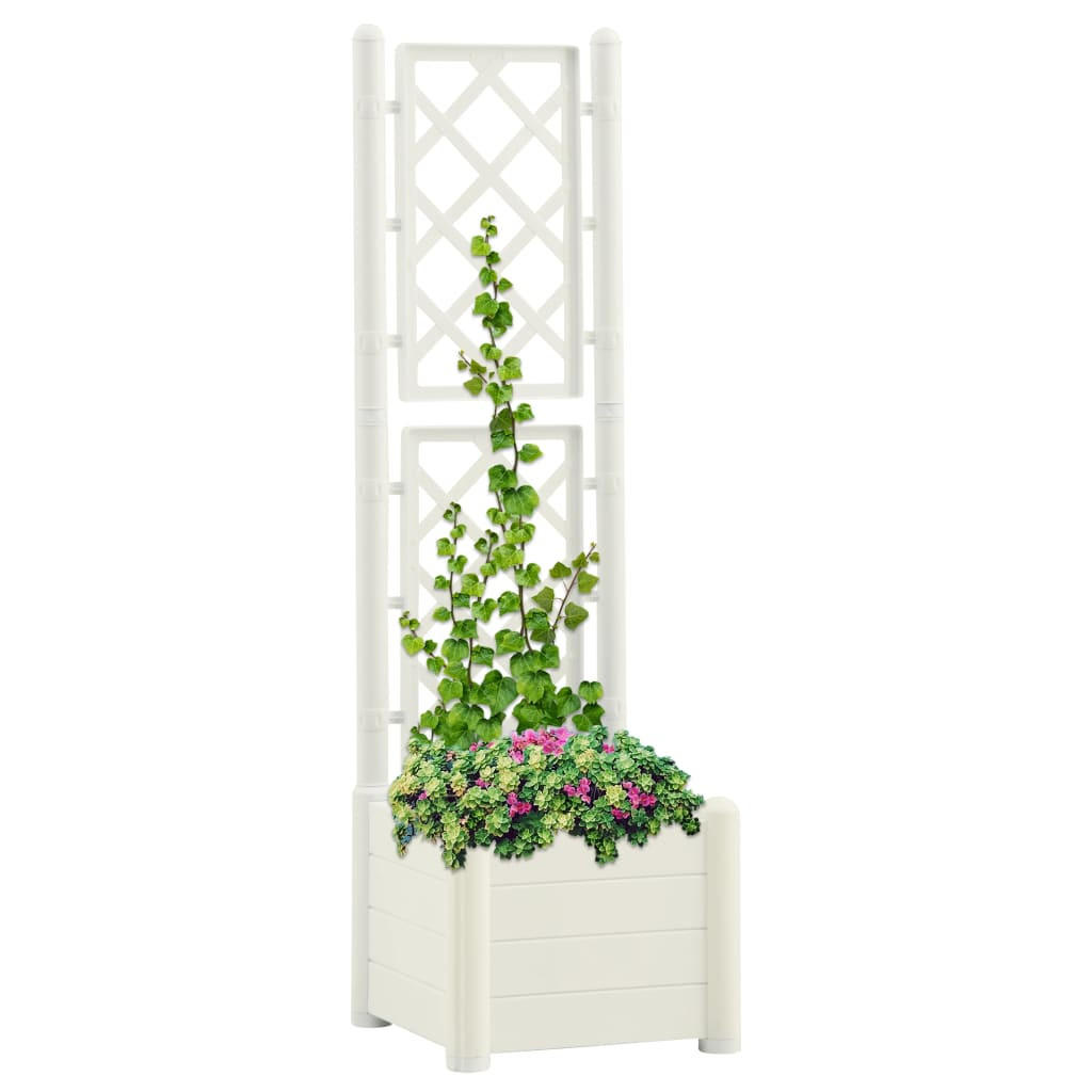 PFLANZKÜBEL mit Spalier 43x43x142 cm PP Weiß - Weiß, Kunststoff (43/142/43cm)