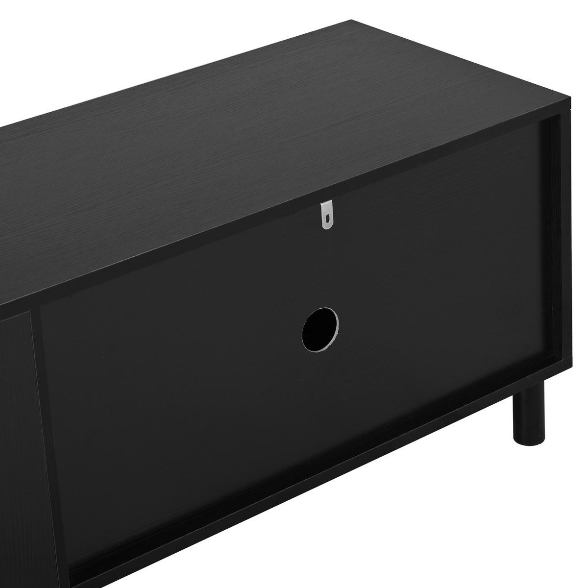 TV-LOWBOARD 180 x 38 x 45 cm aus MDF/Spanplatte, 5 Türen, Metallfüße, Schwarz - Schwarz, Holzwerkstoff (180/45/38cm)