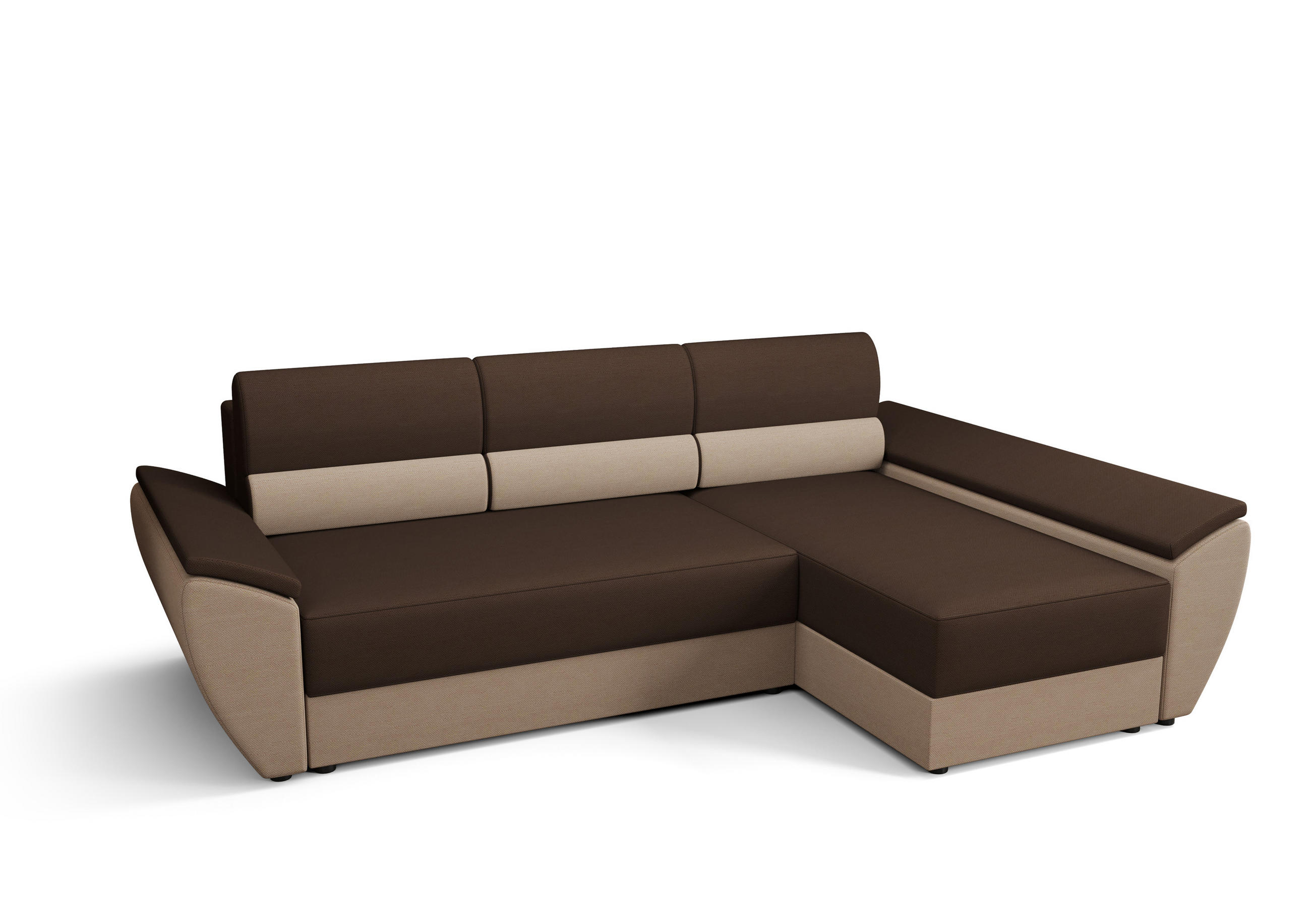 ECKSOFA L REBI L3 Rainbow 20/05 Rechts mit Schlaffunktion, Braun/Beige - Beige/Braun, Textil (251/140cm)