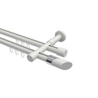 INNENLAUF-GARDINENSTANGEN-SET Prestige Verano 100 cm, 2-läufig, 20 mm Ø Weiß - Chromfarben/Weiß, Metall (100cm) - INTERDECO