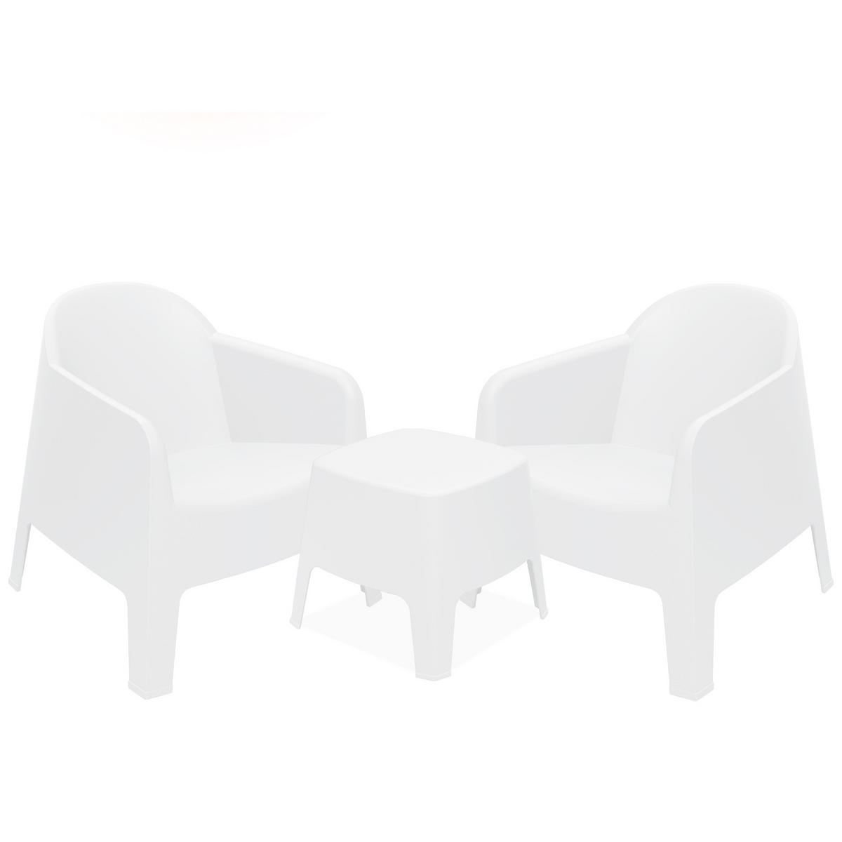 GARTENMÖBEL-SET MALUS, 3-tlg - Weiß, Kunststoff - KONSIMO®