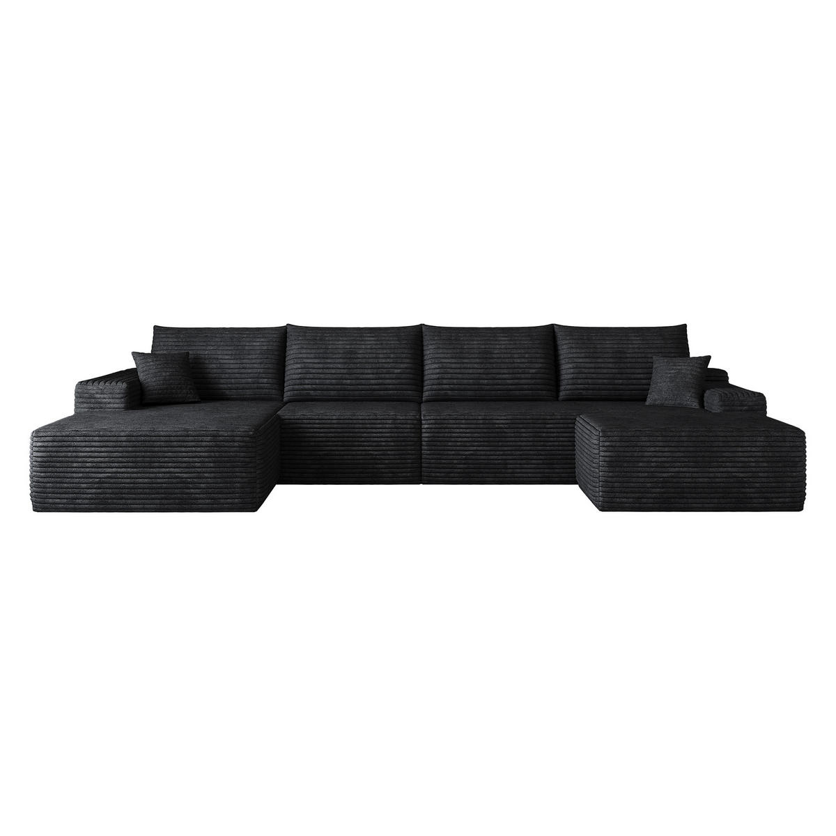 WOHNLANDSCHAFT DE-34857 U-Form 3-Sitzer Chaiselongue links Schwarz - Schwarz, Textil (175/83/270cm) - ComfortXL