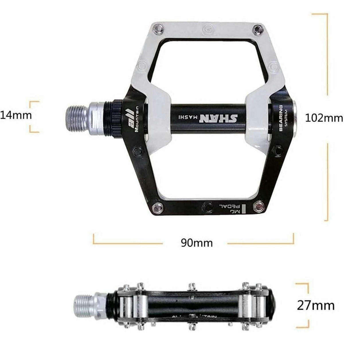 FAHRRADPEDALE Mountainbike-Pedale Aluminium-Legierung 9/16" Sealed Bearing Anti-Rutsch Weiß - Weiß, Metall (8.9/1.5/10.2cm)