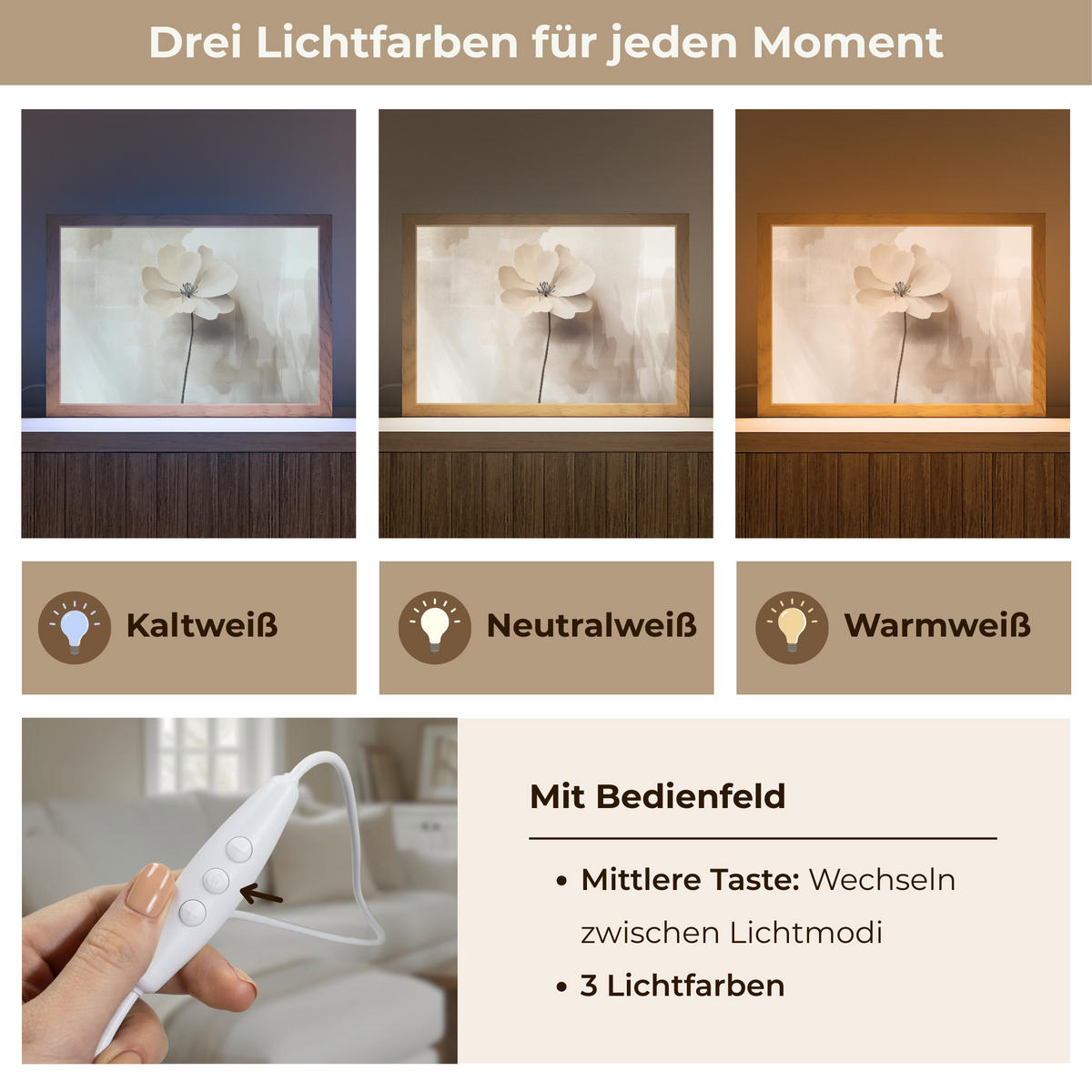 TISCHLEUCHTE Blume - Beige - Farbe - Schatten 30x20 cm - Alteiche, Holzwerkstoff (8/30/20cm) - OnlyWow