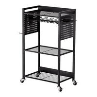 GERÄTEHALTER 4 Ebenen-Rollbarer Bohrmaschinenhalter 68kg Tragkraft Schwarz - Schwarz, Metall (10/10/10cm) - Raelunyi
