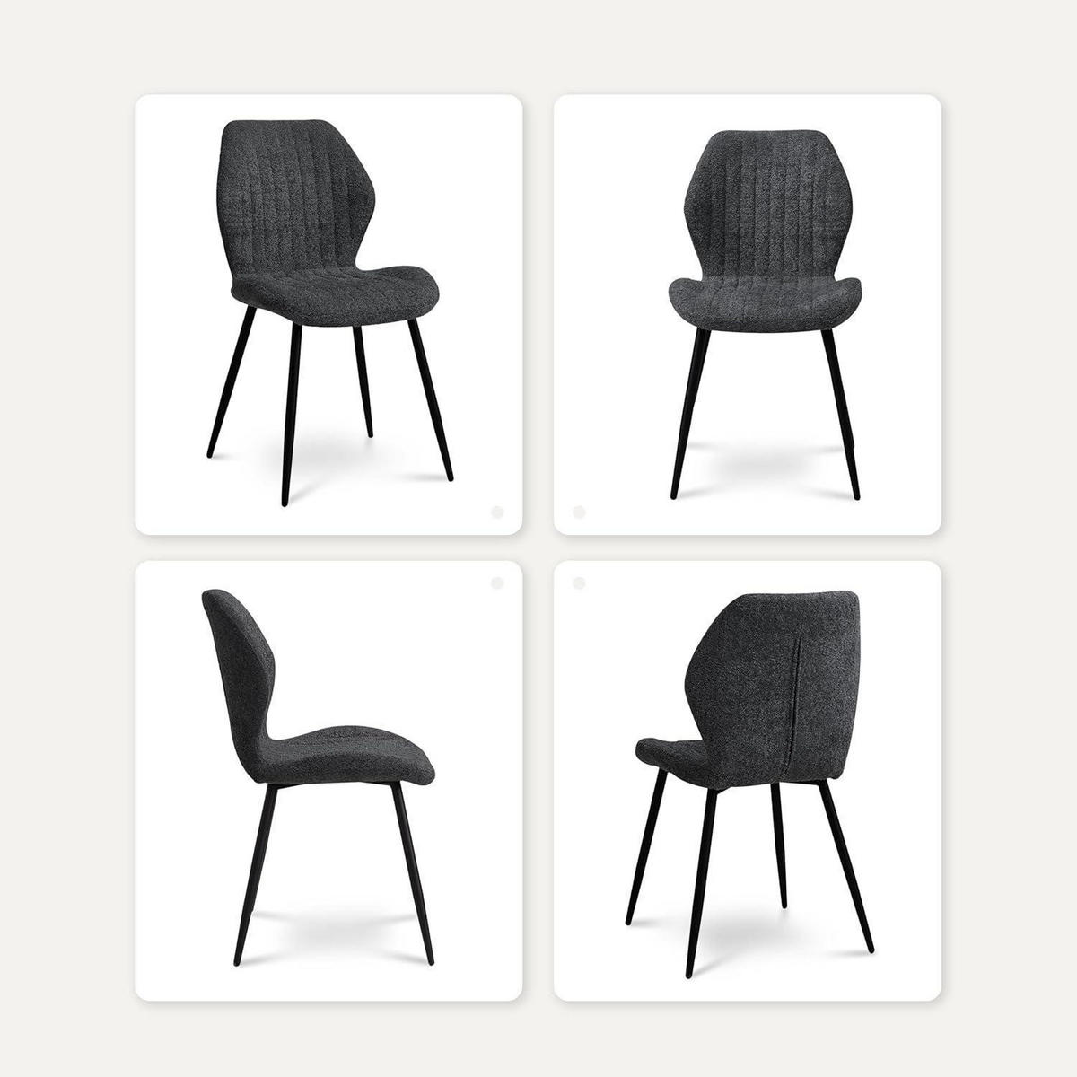 ESSZIMMERSTÜHLE 8er Set Stoff Schwarz Metallbeine - Anthrazit, Textil (43/86/47.5cm)