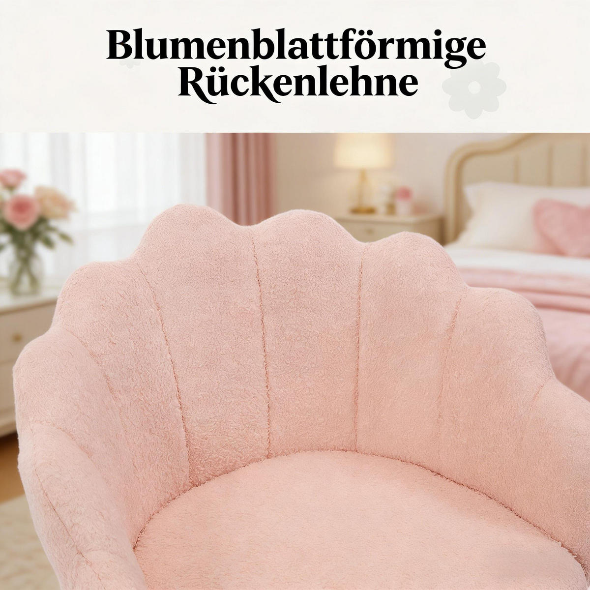 DREHSTUHL mit Blütenblatt Design höhenverstellbar 44 bis 53,5 cm - Rosa, Textil (37.5/82/55cm) - Gisaae