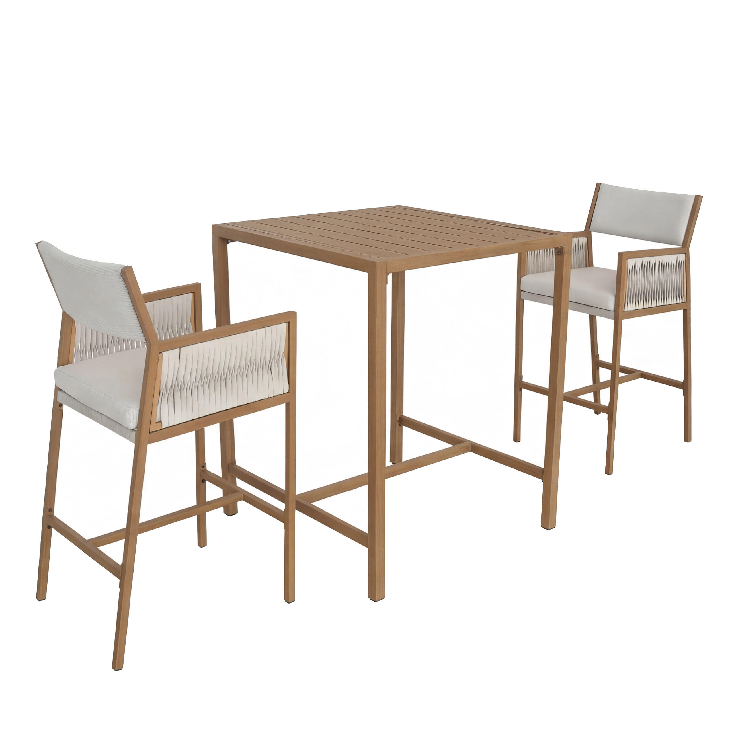 BARSET hranatý biely, sada 3 ks - biela, textil (90/90/115cm) - MCW