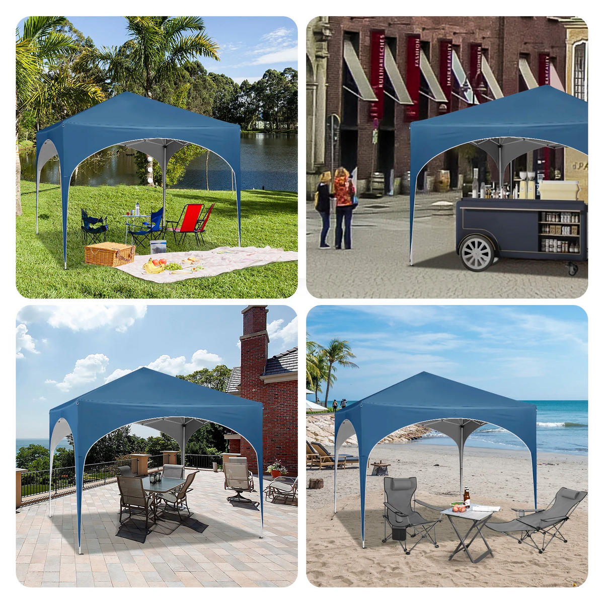 GARTENPAVILLON 3x3 m Metall+Oxford, Blau - Blau, Metall (300/260/300cm) - Kaket