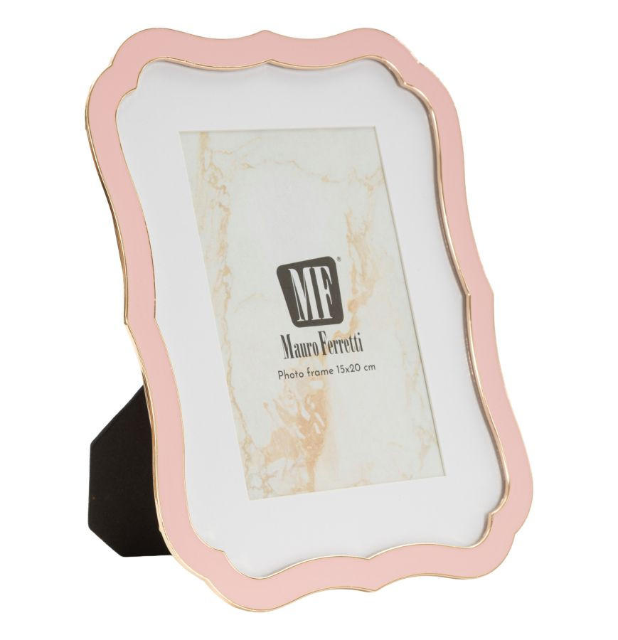 BILDERRAHMEN Margot, Fotoformat 15 x 20 cm, rosa und goldfarben, Zink und Glas, Rahmen 17 x 1,4 x 21,9 cm - Pink/Goldfarben, Glas/Metall (17/21.9/1.4cm) - Mauro Ferretti
