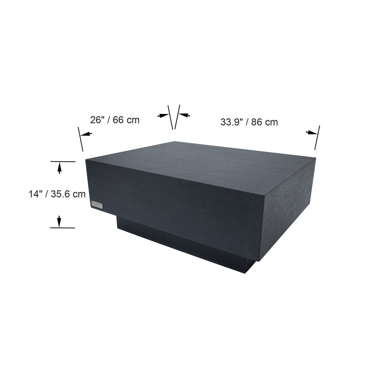 COUCHTISCH TEVERE aus GF-Beton Rechteck, Wetterbeständig, 86x86x36 cm - Dunkelgrau, Naturmaterialien (86/86/36cm) - Elementi