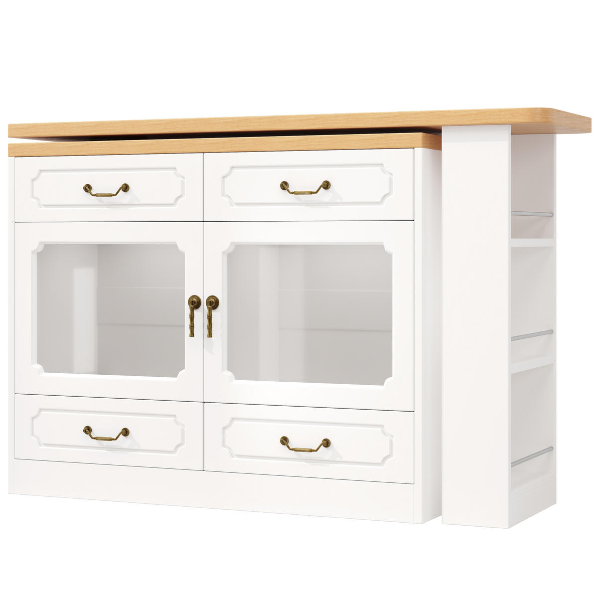 BARTISCH 135-203/39/92,8 cm mit LED und Stauraum, drehbar - Naturfarben, Holzwerkstoff (39/203/92cm) - BEAOK