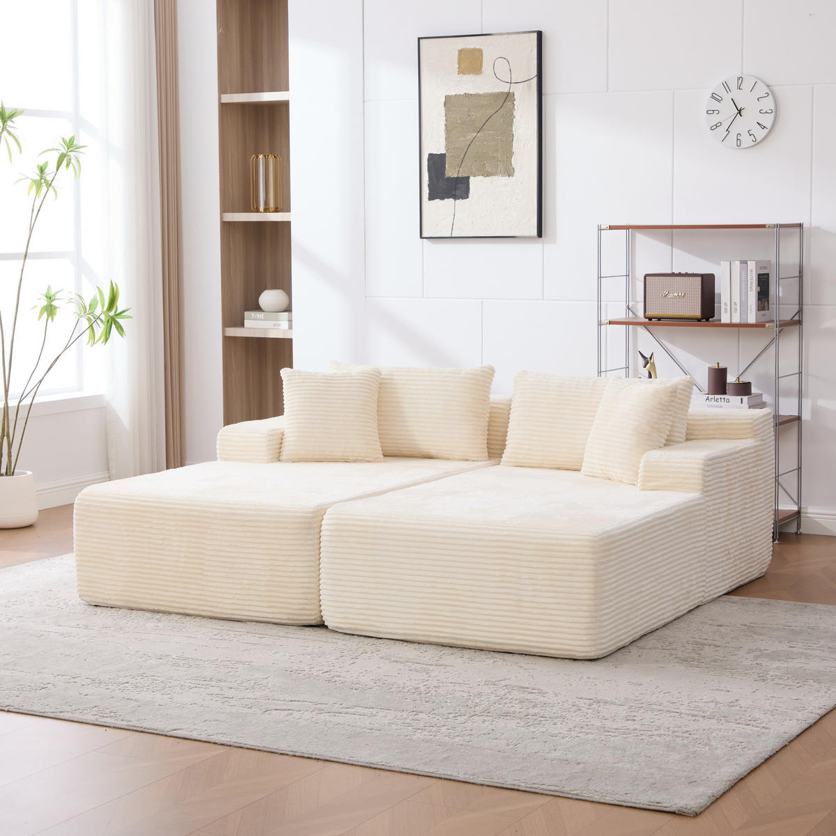 SOFAELEMENT 200/174/74.5 cm Beige mit 30D hochelastischem Schaumstoff und rutschfestem Boden - Beige, Textil (174/74.5/200cm) - Oxeza