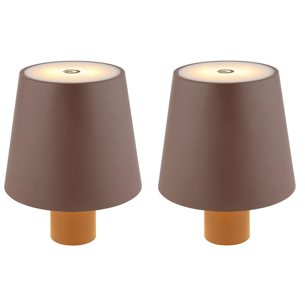 FLASCHENLAMPE, Metall Braun, LED Touchdimmer 2x - Braun, Metall (10.6/10.6/13cm) - Globo Lighting
