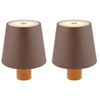 FLASCHENLAMPE, Metall Braun, LED Touchdimmer 2x - Braun, Metall (10.6/10.6/13cm) - Globo Lighting
