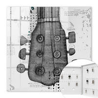 SCHLÜSSELBOX Weiß 30x30 cm – Türöffnung nach rechts - Gitarrenillustration - Weiß, Metall (30/30/5cm) - TULUP