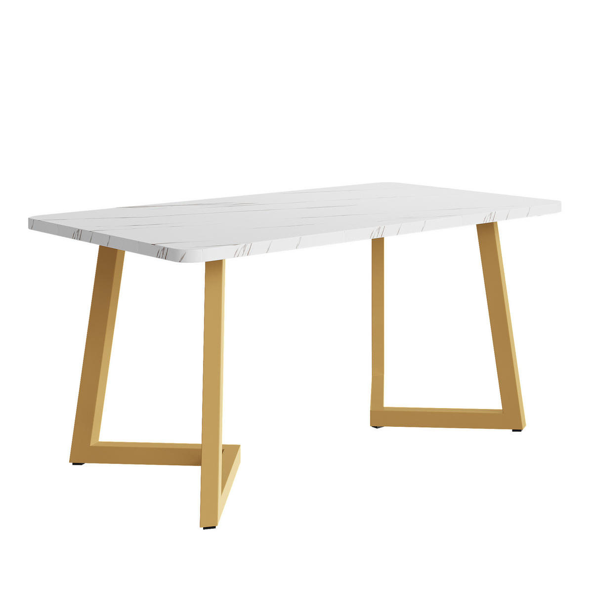 ESSTISCH mit Metallgestell 117/68/75 cm in Marmoroptik Weiß/Gold - Weiß, Holzwerkstoff (117/68/75cm) - BEAOK