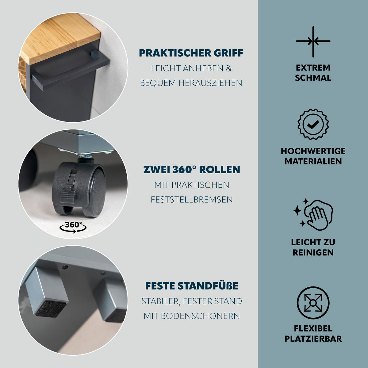 Grau, Holz (50/79/15cm) - eluno