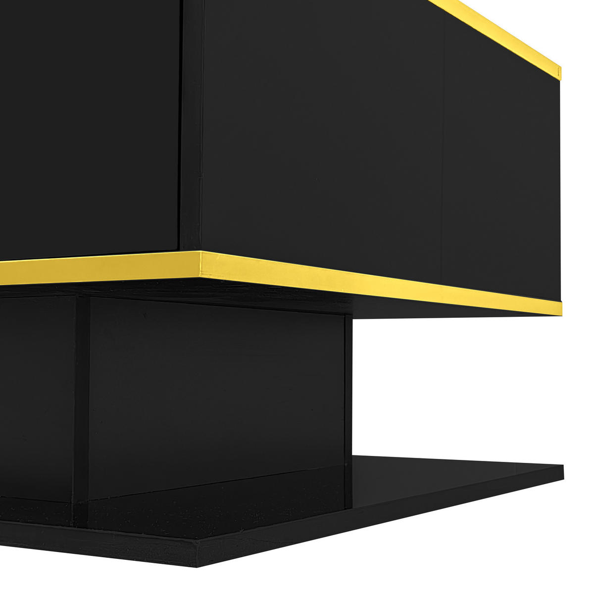 COUCHTISCH aus Spanplatte 100x50x40 cm Schwarz-Gold mit LED-Beleuchtung und 3 Schubladen - Schwarz, Holzwerkstoff (100/50/40cm) - IVMEU