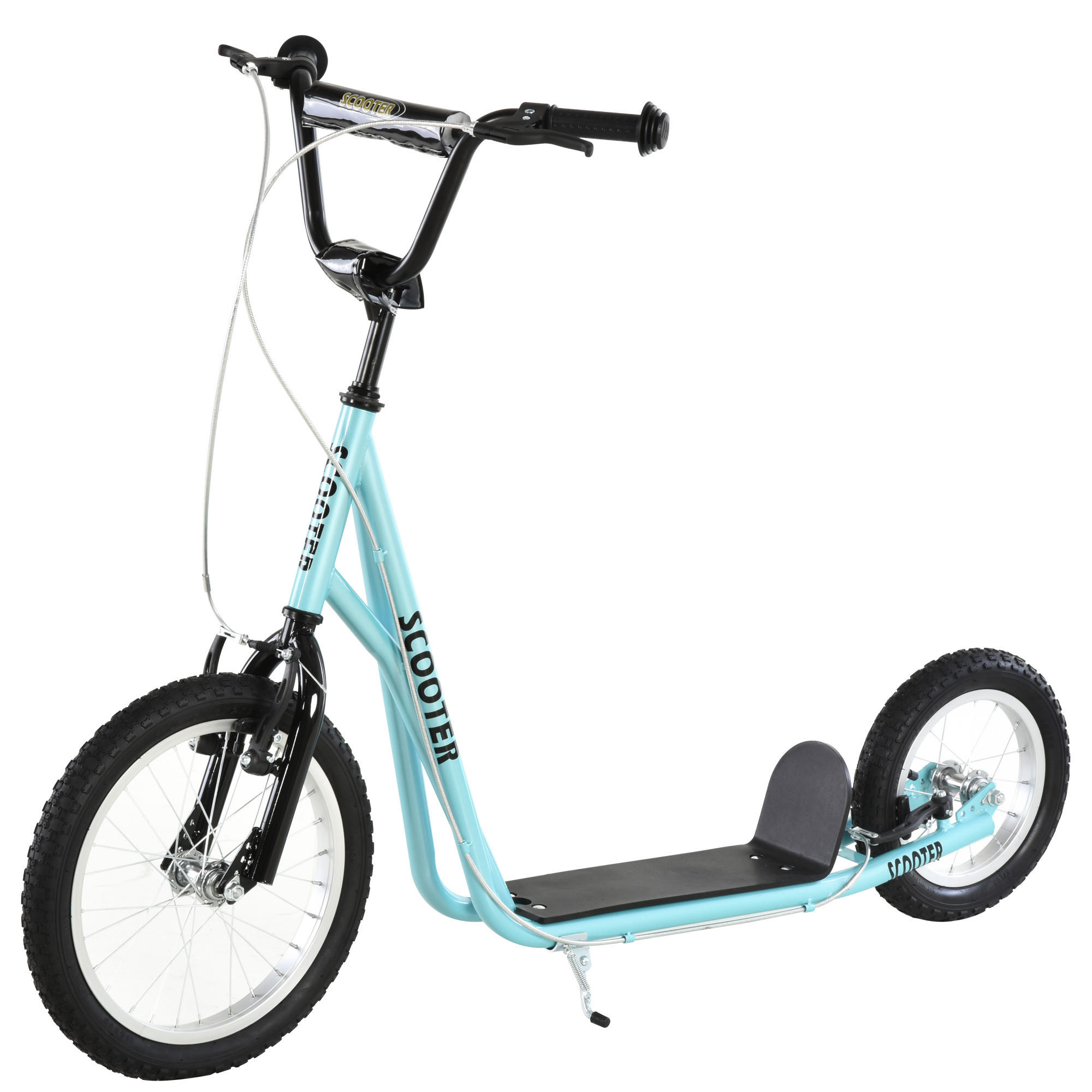 KINDERSCOOTER DE-16920 Große Luftreifen 40/30 cm Himmelblau/Schwarz - Blau, Metall (135/58/94cm) - ComfortXL