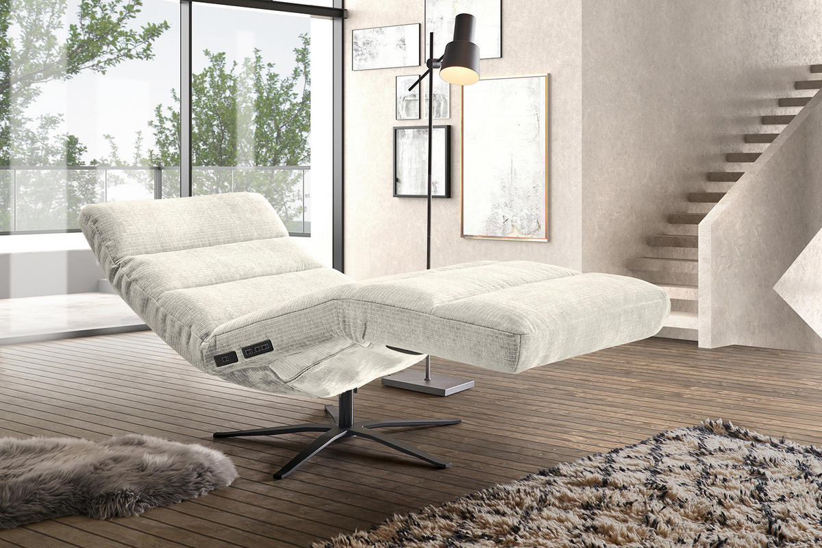 RELAXLIEGE ALINA Cremeweiß Cord - Creme/Schwarz, Textil/Metall (82/115/156cm) - KAWOLA