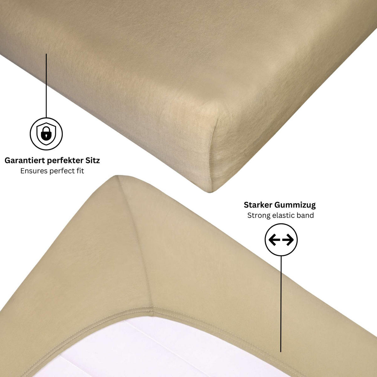 SPANNBETTLAKEN SPANNBETTTUCH PREMIUM 2er Set - Beige, Textil (200/200cm) - Esprit