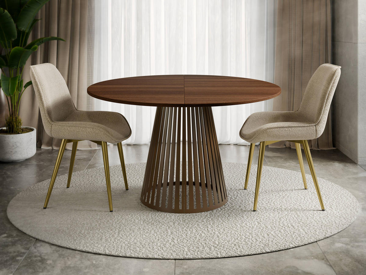 ESSTISCH ausziehbar Cone Braun 100 - Nussbaumfarben/Braun, Holzwerkstoff/Metall (100/100/76cm) - MIRJAN24