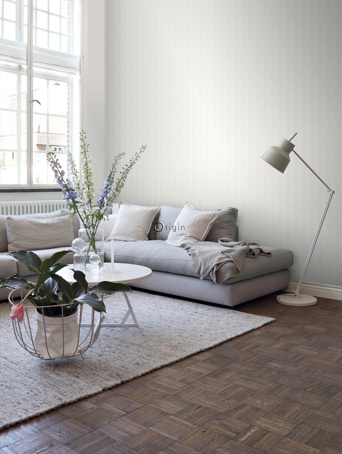 TAPETE grafisches Muster 53 cm x 10.05 m - Weiß, Papier (53/1000cm) - Origin Wallcoverings