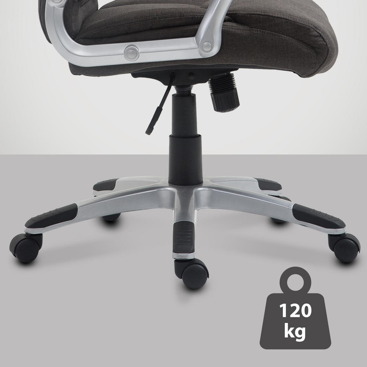 CHEFSESSEL Stoff dunkelgrau - Dunkelgrau/Grau, Kunststoff/Textil (65/109/73cm) - CLP