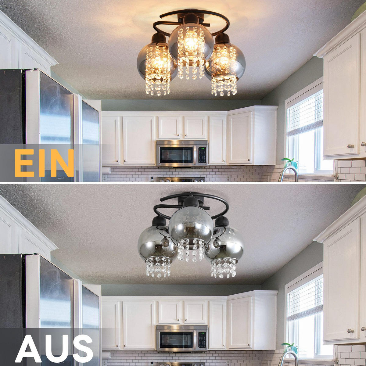 DECKENLEUCHTE Mandel 37/23/37 cm - Schwarz, Metall (23/37/37cm) - Nettlife