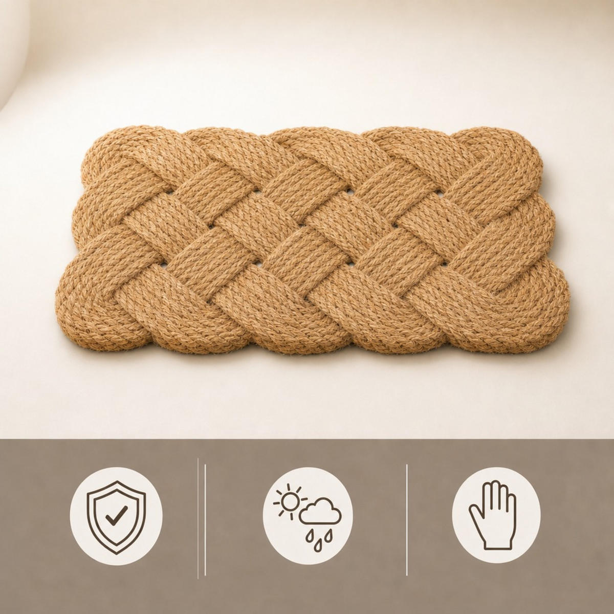 FUSSMATTE Natur Kokosfaser wendbar 75x45 cm - Beige, Textil (75/45cm) - Relaxdays