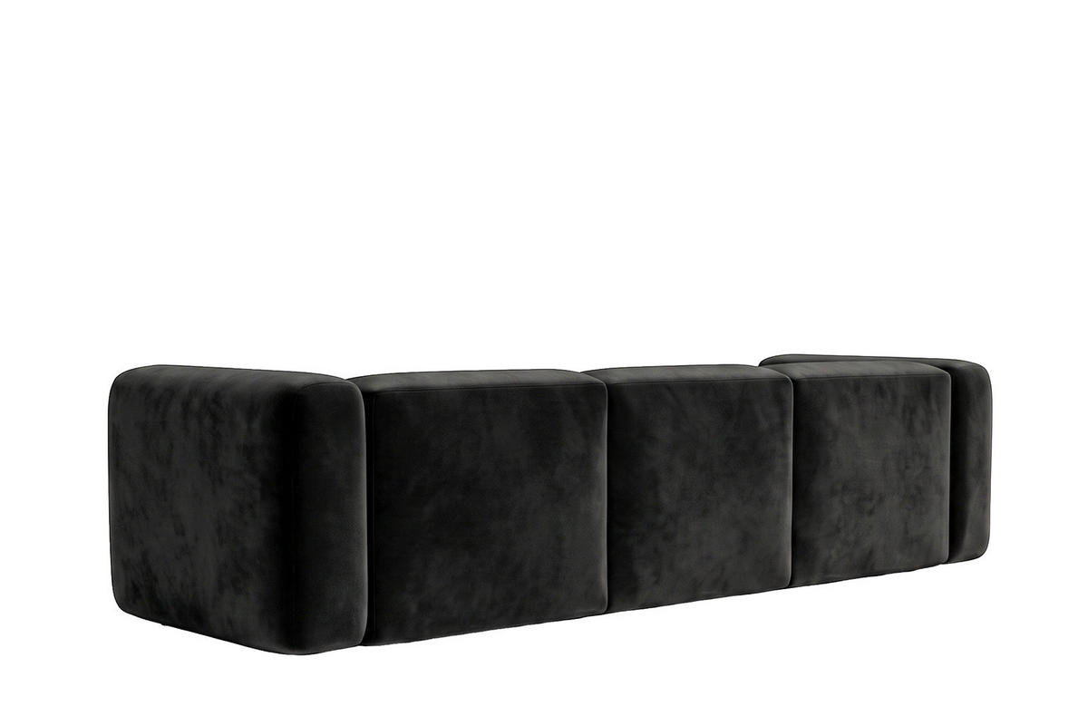 SOFA 3-Sitzer, Velvet-Stoff Bluvel, Schwarz, GRETA - Schwarz, Holz (319/70/89cm) - Kaiser Möbel