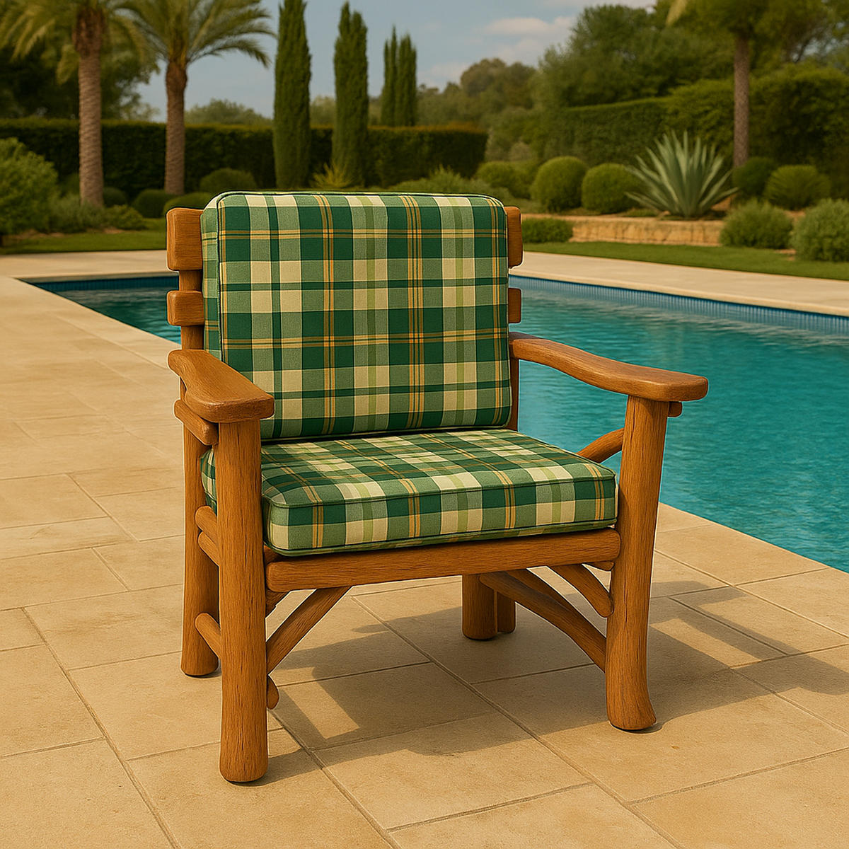 GARTENSESSEL-AUFLAGE Deluxe Brockton Grün/Beige kariert - Grün, Textil (48/7/88cm) - TPFGarden