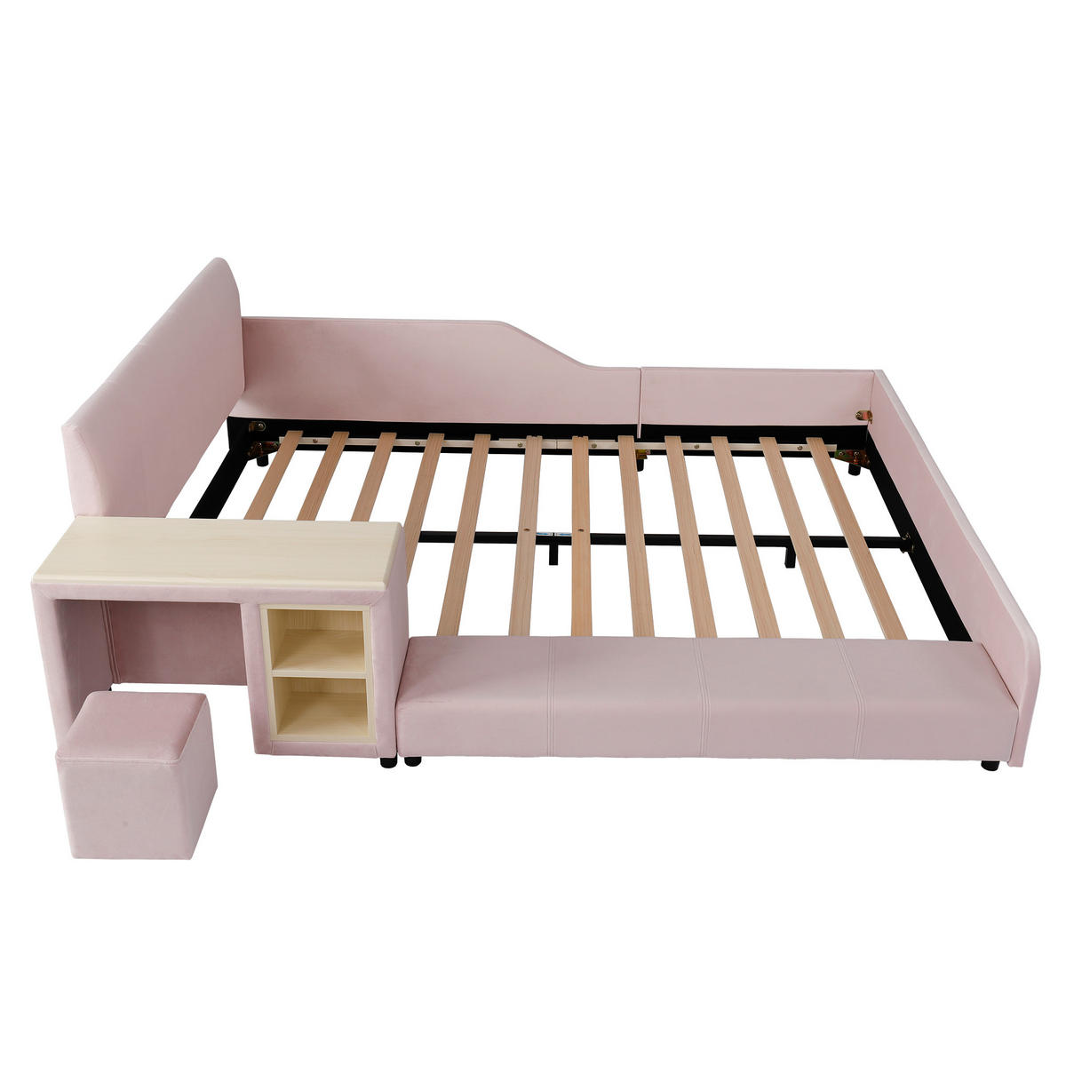 POLSTERBETT 140/200 cm DE-32731 mit Schreibtisch und Hocker Pink - Pink, Metall (140/200cm) - ComfortXL