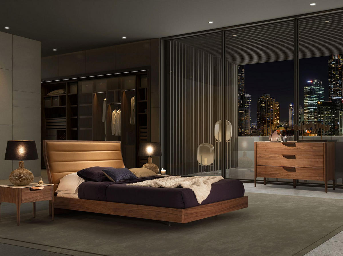 KOMMODE Kommode aus Nussbaumholz mit Glasplatte aus Marmorimitat 120/45/80 cm - Edelstahlfarben/Walnussfarben, Holz/Stein (120/80/45cm) - ANGEL CERDA