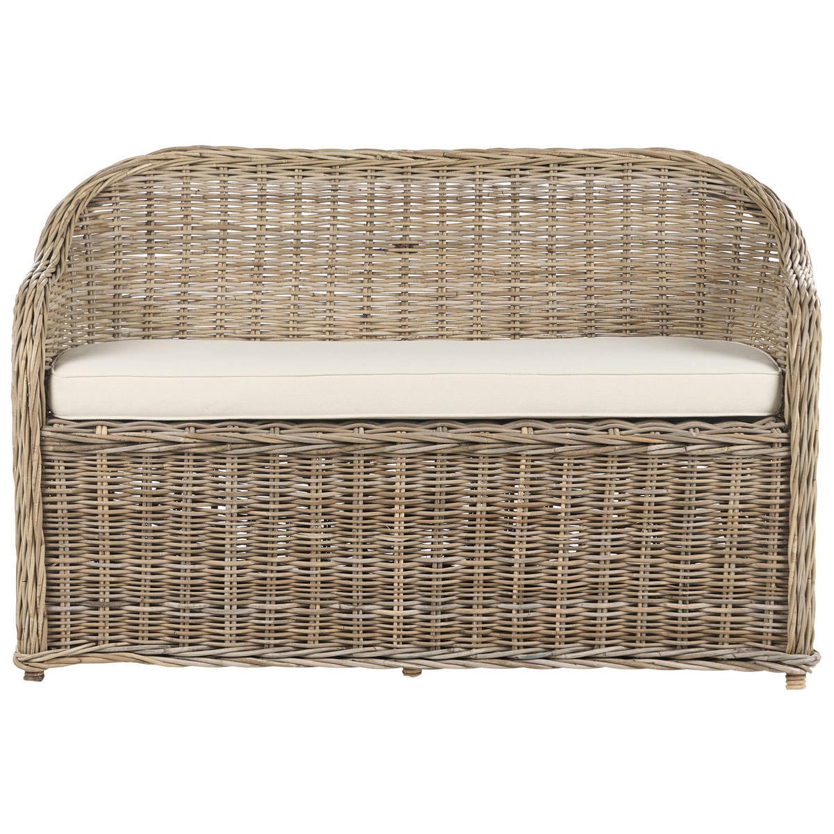 GARTENSOFA 2-Sitzer mit Ottomane Naturfarben Susua - Naturfarben/Weiß, Naturmaterialen (141/86/69cm) - Beliani