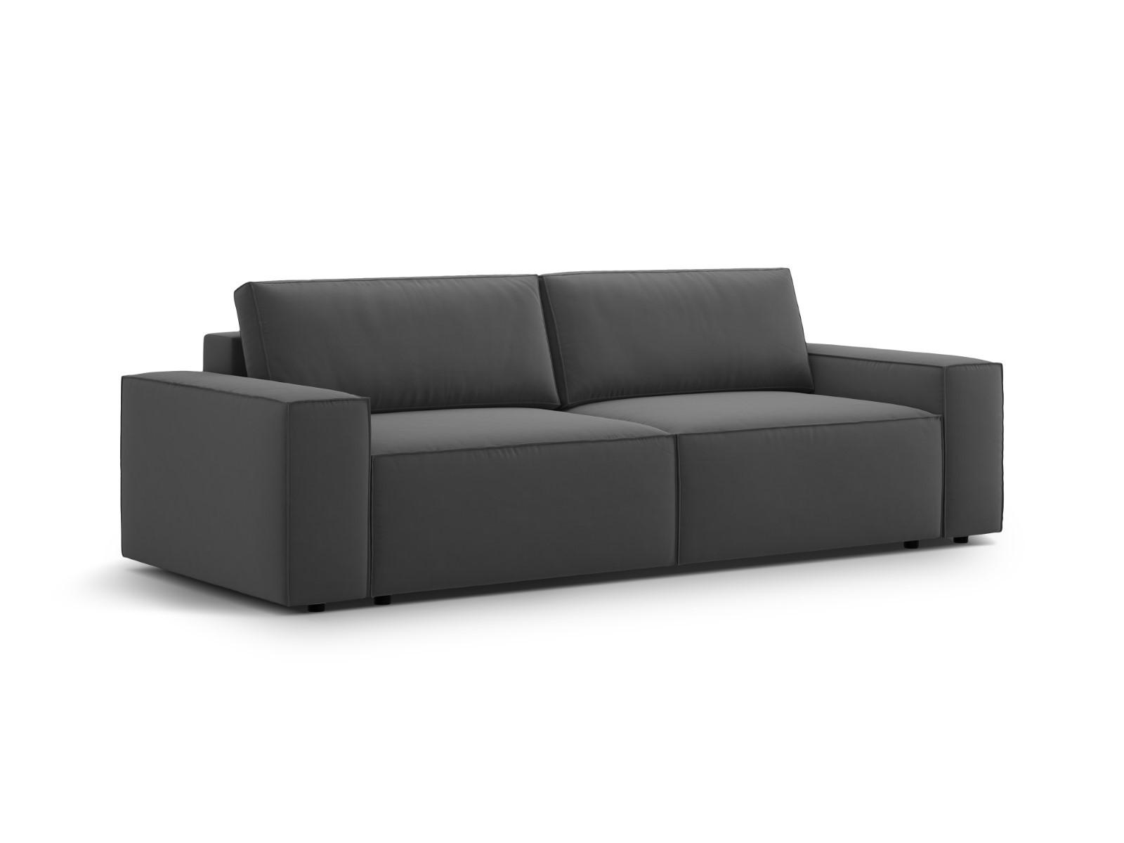 SOFA ausklappbar mit Bettkasten Jodie aus Samt grau 3 Sitzplätze - Grau, Textil (107/86/247cm) - Micadoni