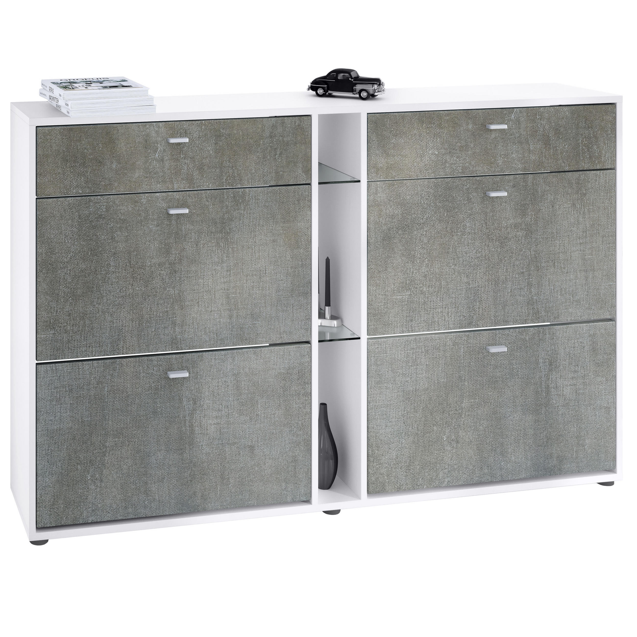 SCHUHSCHRANK Today Fronten in Braun meliert - Graubraun, Holzwerkstoff (155.5/95/28cm) - Vladon