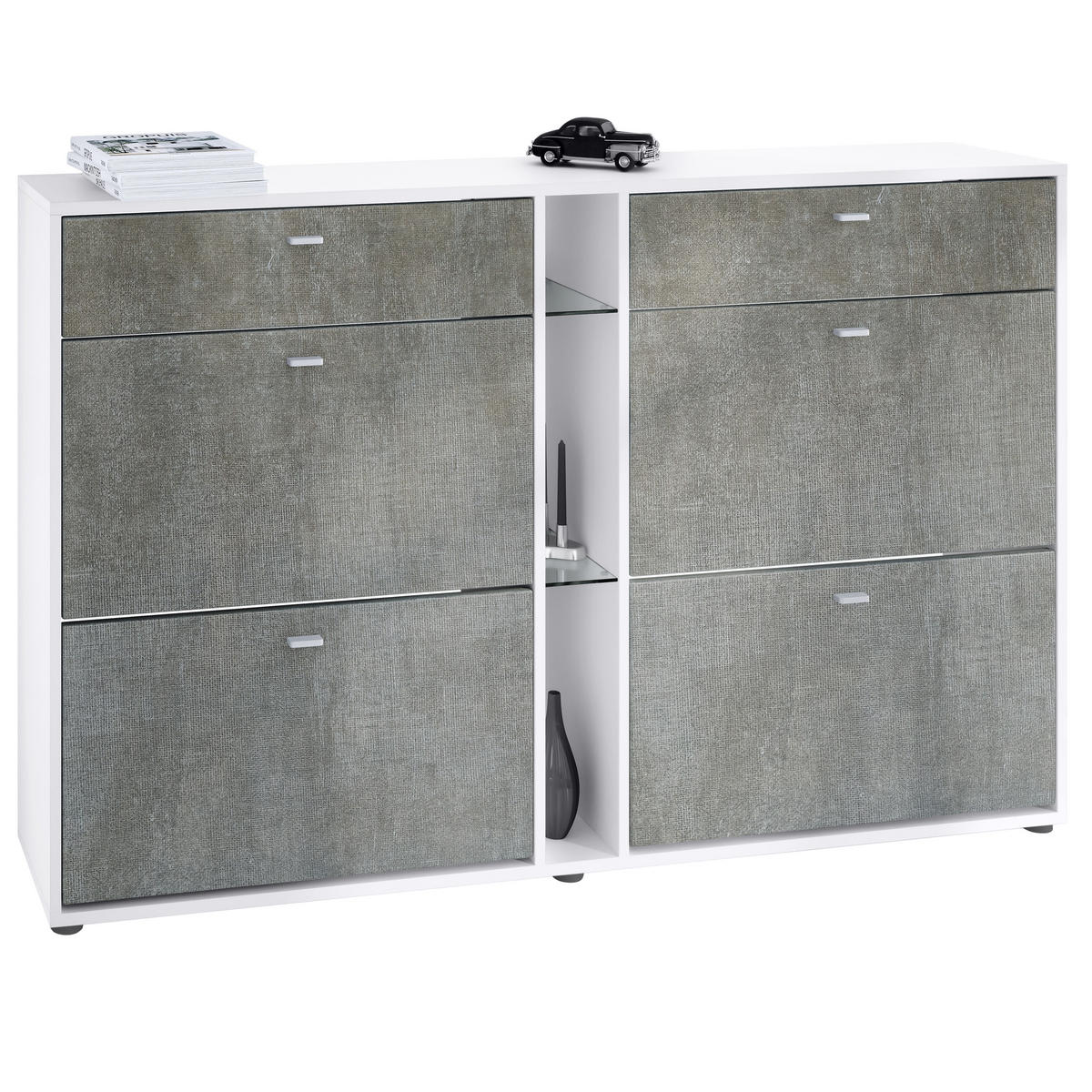 SCHUHSCHRANK Today Fronten in Braun meliert - Graubraun, Holzwerkstoff (155.5/95/28cm) - Vladon